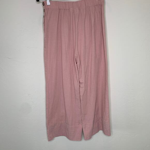 Good Luck Gem Blush Pink Linen Rayon Cropped Summer Pant Sz Medium - Picture 6 of 7